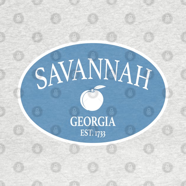 Savannah Georgia Est 1733 Peach Oval Coastal Blue by TGKelly